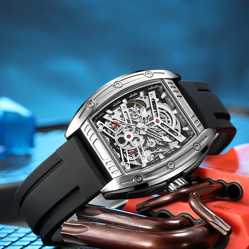 Wine Barrel Type Mechanical Watch Silicone Tape