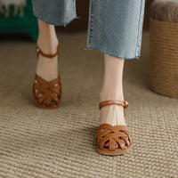 Flat Simplicity Word Strap Closed Toe Sandals
