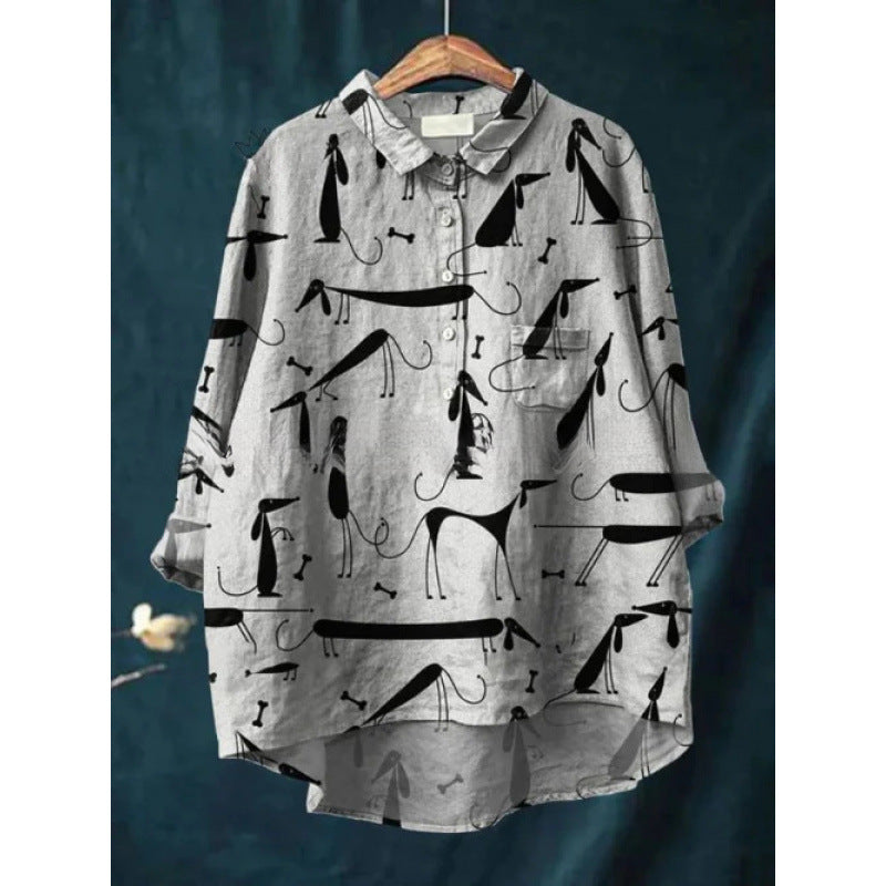 Retro Digital-print Animal Shirt