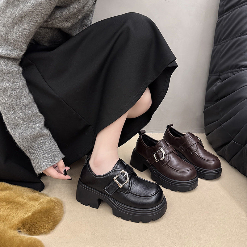 Thick-soled Height-increasing Leather Shoes