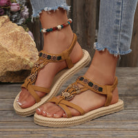 Large-Size Flat Beaded Sandals