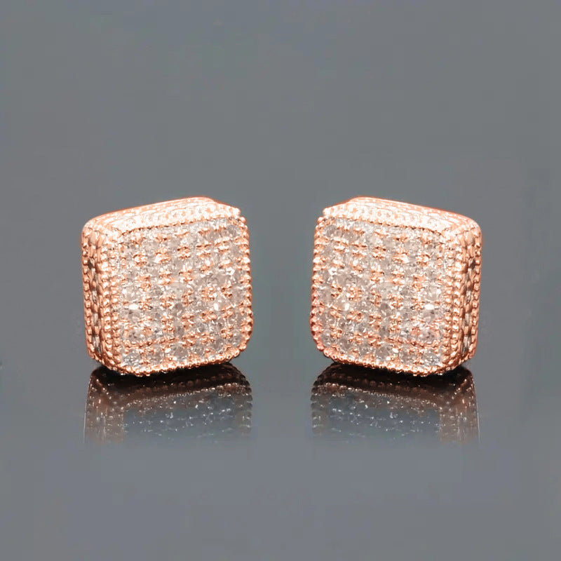 Simple Full-jeweled Stud Earrings