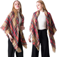 Plaid Tassel Soft Warm Blanket Scarves