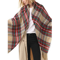 Plaid Tassel Soft Warm Blanket Scarves