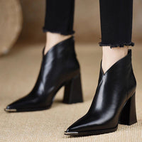 Pointed Toe High Heel Combat Boots