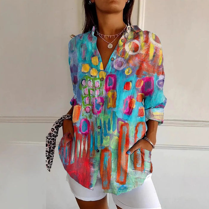 Floral Pattern 3D Printed Long-Sleeve Shirt