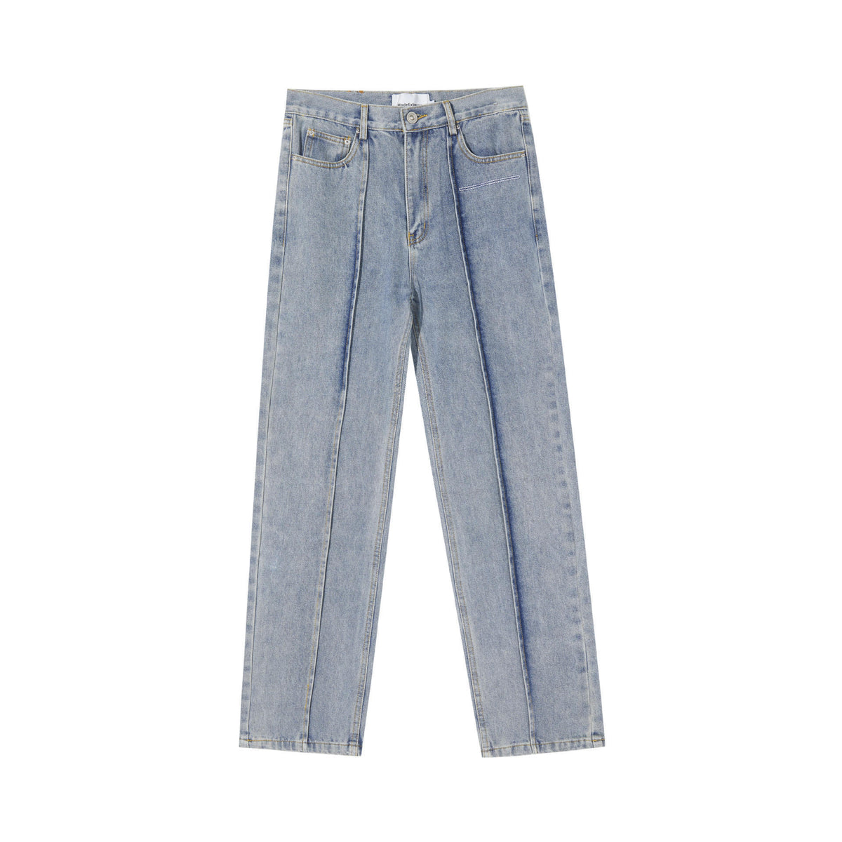 Deconstructed Stitching Straight Jeans