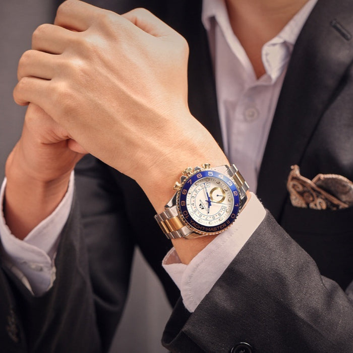 Automatic Mechanical Luminous Room Gold Steel Belt