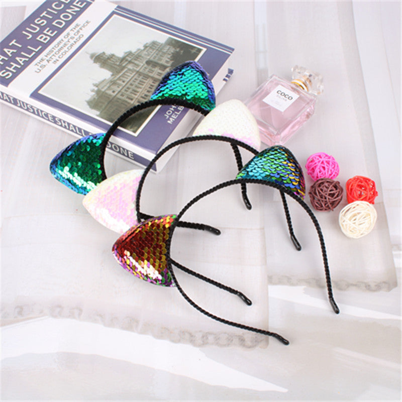 Sequined Cat Ear Headband
