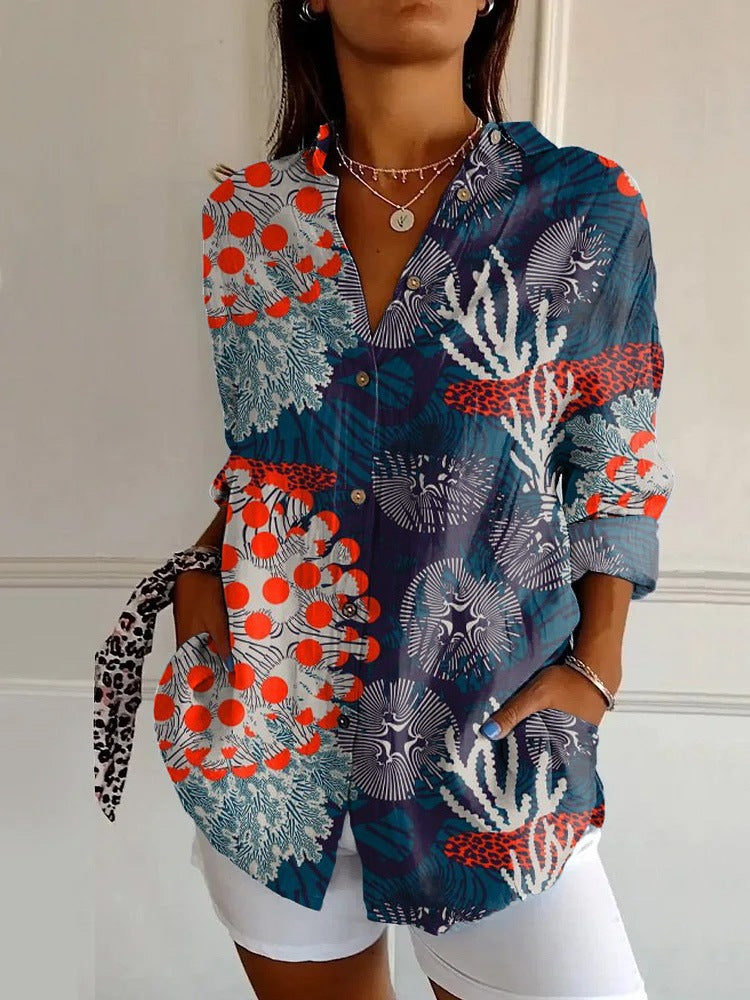 Floral Pattern 3D Printed Long-Sleeve Shirt