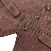 Corduroy Vest With Patchwork Pockets And Outer Jacket