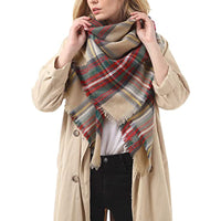 Plaid Tassel Soft Warm Blanket Scarves