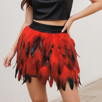 Faux Feather Asymmetrical Mini Skirt