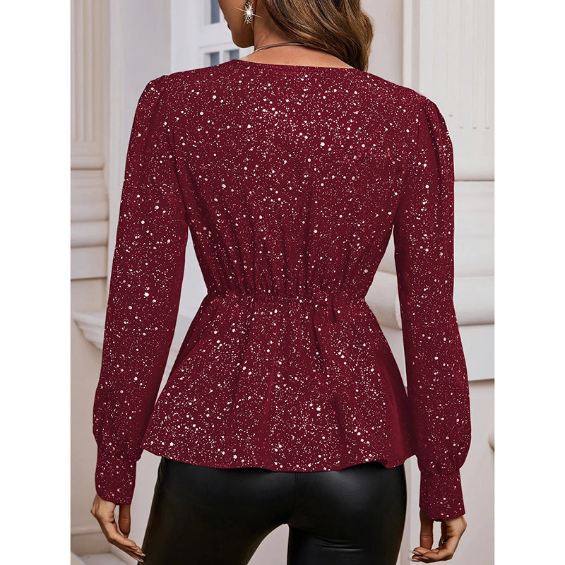 Sparkly Tops Shiny Long Sleeve