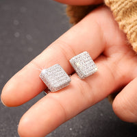 Simple Full-jeweled Stud Earrings
