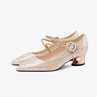 New Rhinestone-embellished Chunky-heel Pumps