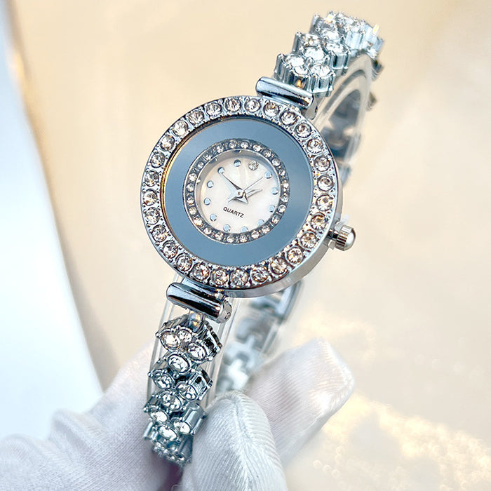Diamond-encrusted Glass Rhinestone Quartz Watch