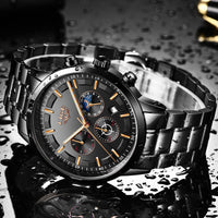 Fashion Waterproof Moon Quartz Business Sports Watch
