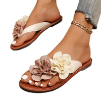 Floral Open-Toe Flat Flip-Flop Sandals