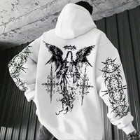 Mens 3D Digital Print Hoodie With Angel Wings Pattern