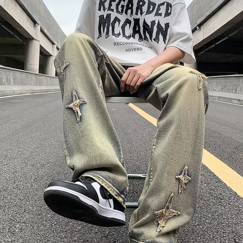 Zipper Loose Denim Trousers