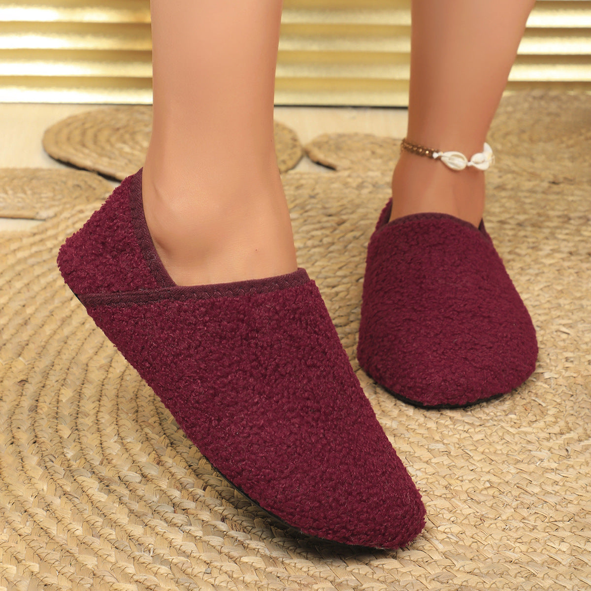 Fleece-Lined Suede Slippers