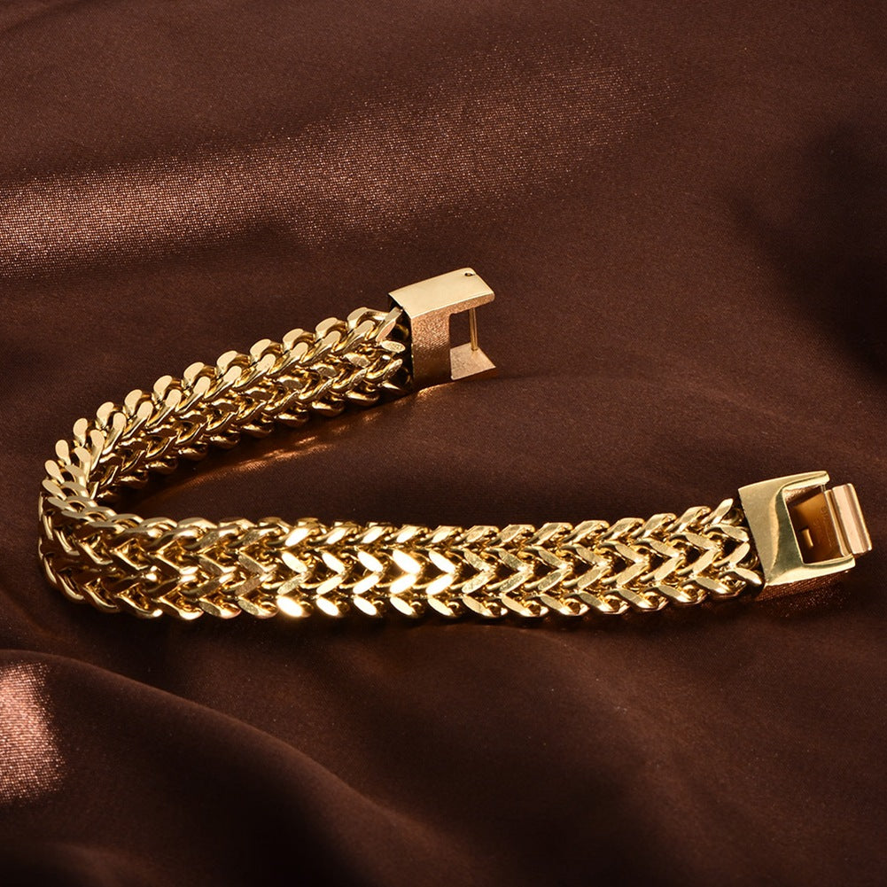 Stainless steel jewelry & gold double-layer bracelet