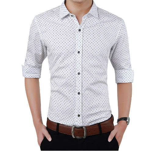 Slim-Fit Polka Dot Dress Shirt