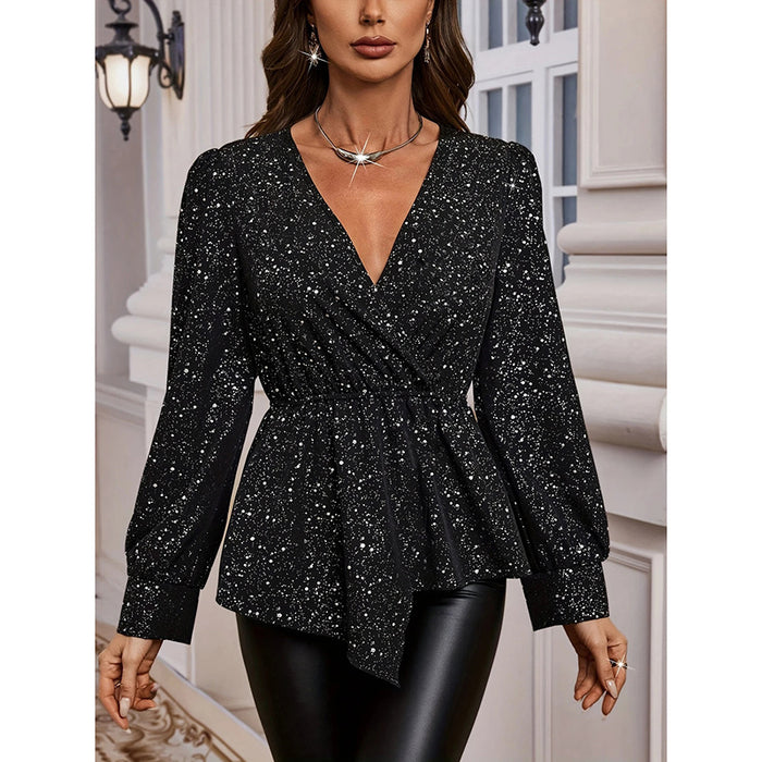 Sparkly Tops Shiny Long Sleeve