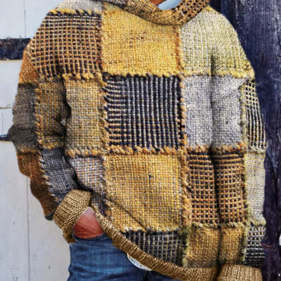 Plaid-Print Hoodie Top