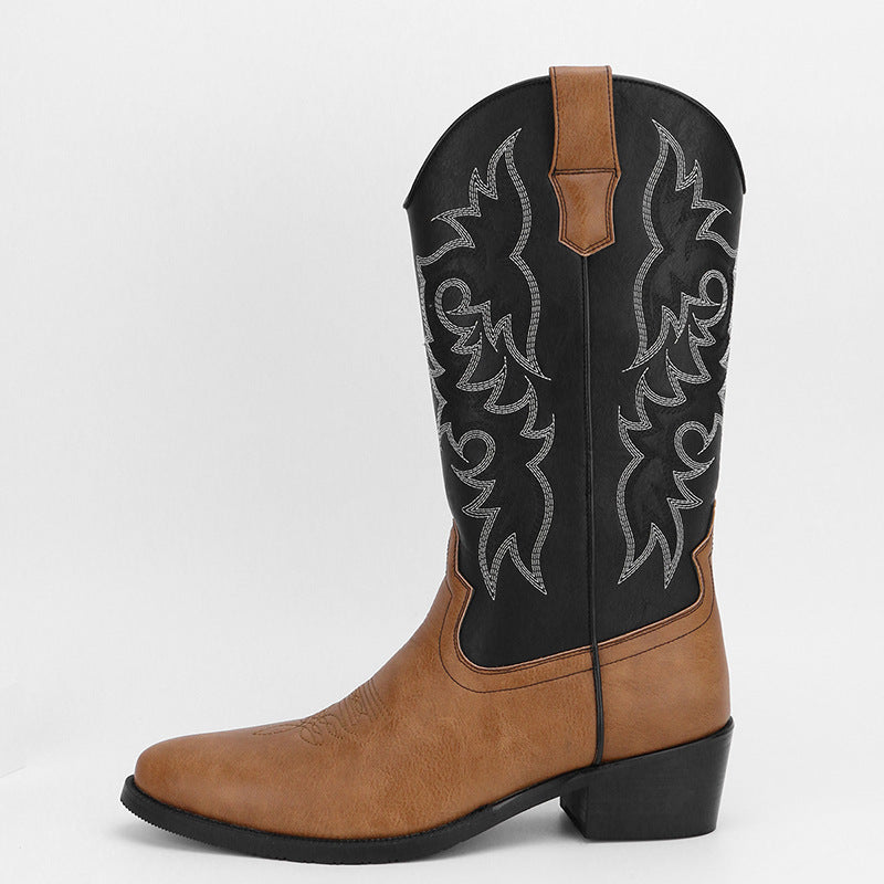 Embroidery Retro High Leg Boot