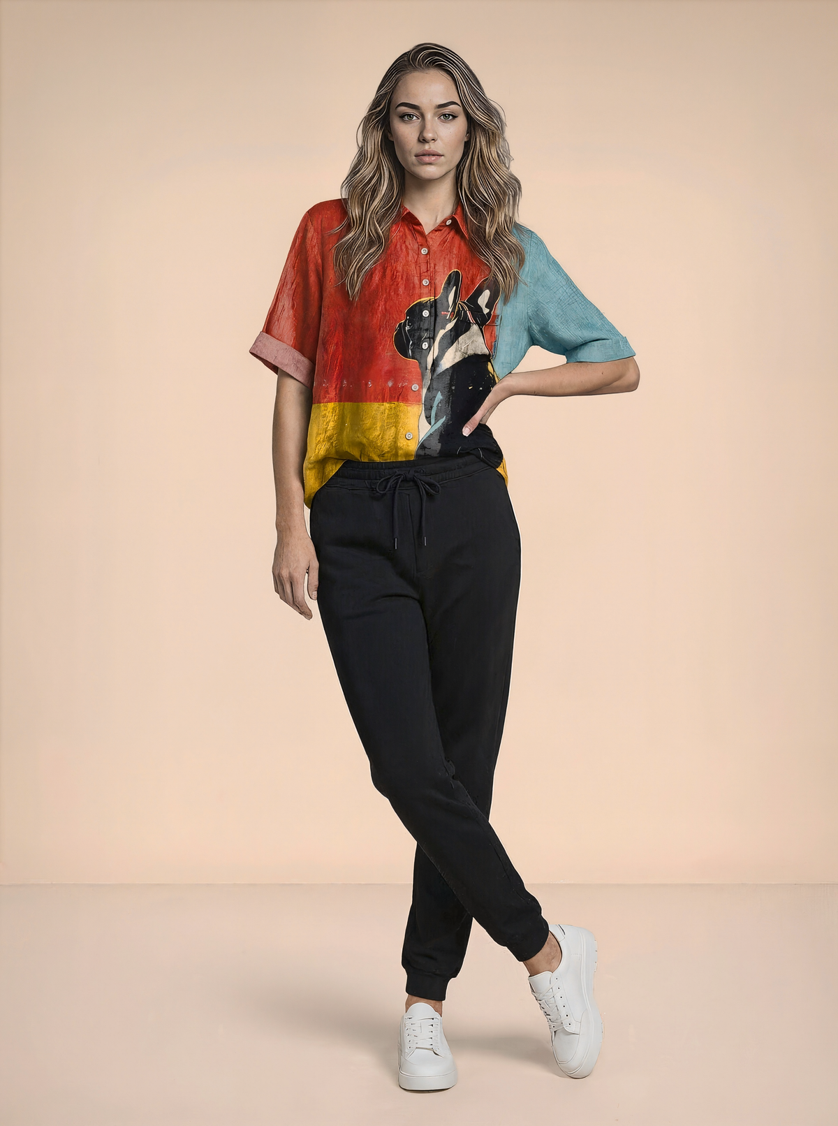 Retro Digital-print Animal Shirt