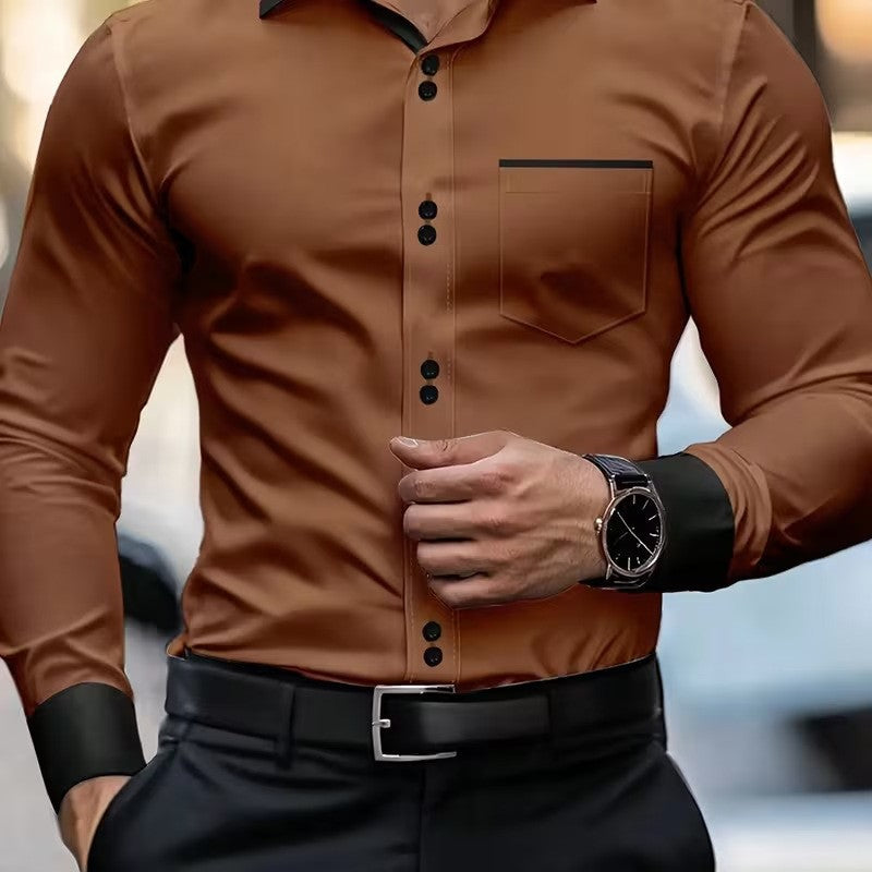 Casual Solid-Color Pocket Long-Sleeve