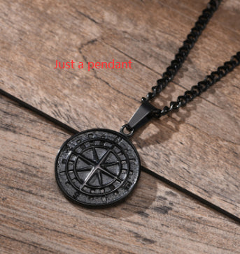 Ins Style Titanium Steel Compass Pendant Necklace