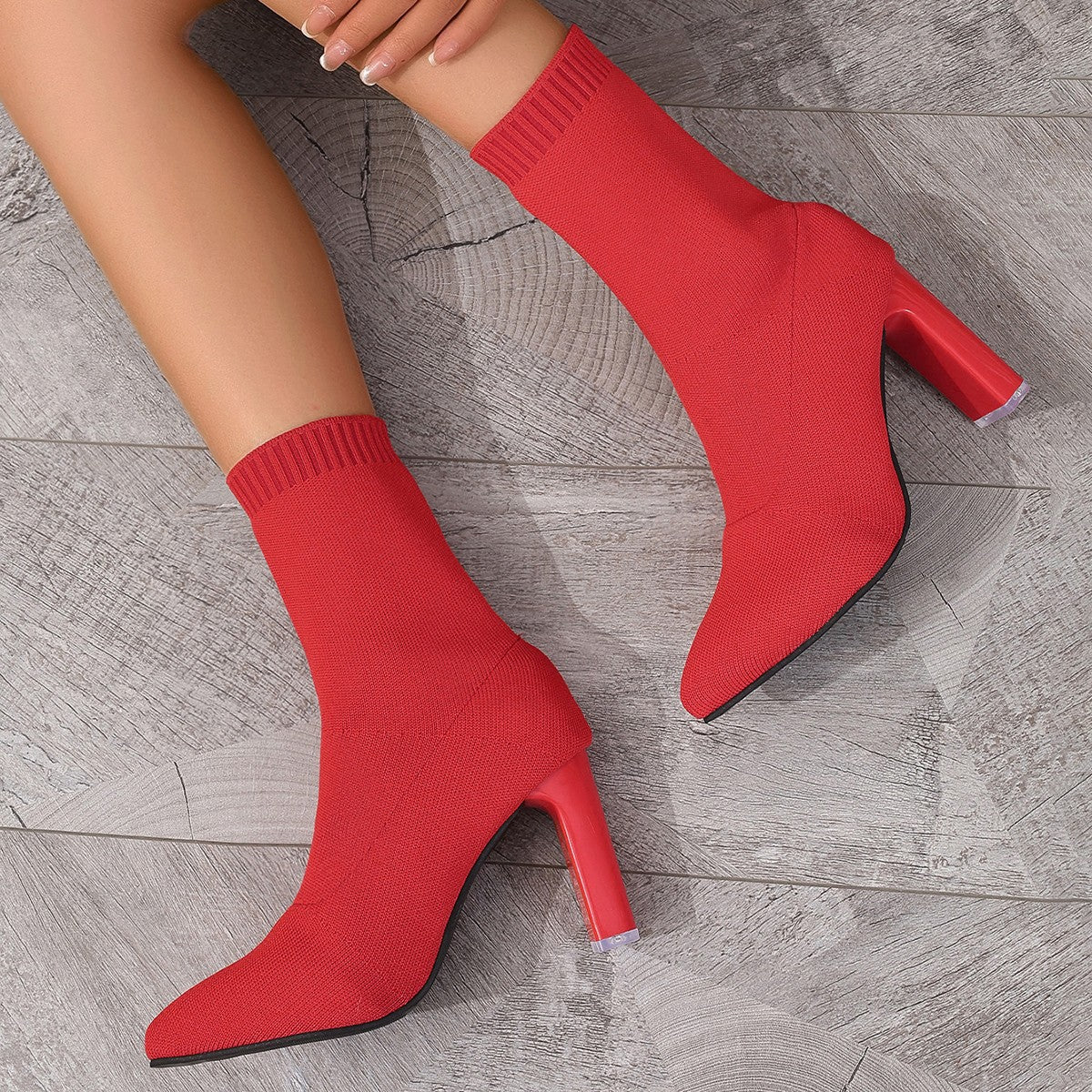 Winter Pointed Toe Chunky Heel Boots