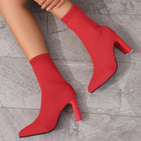 Winter Pointed Toe Chunky Heel Boots