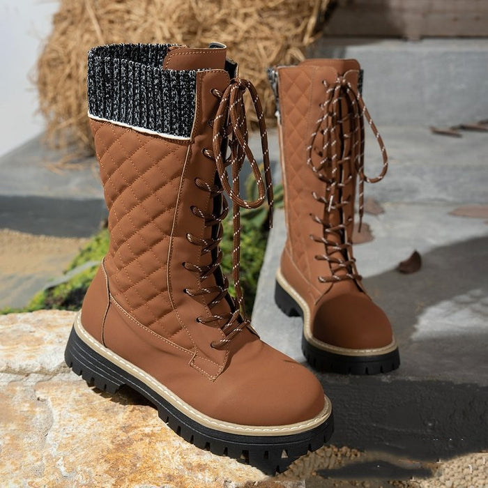 Front-lace-up Thick-heeled Martin Boots