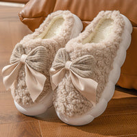 Bow Plush Indoor Couple Slippers