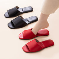 Leather Plain Color Simple Slippers