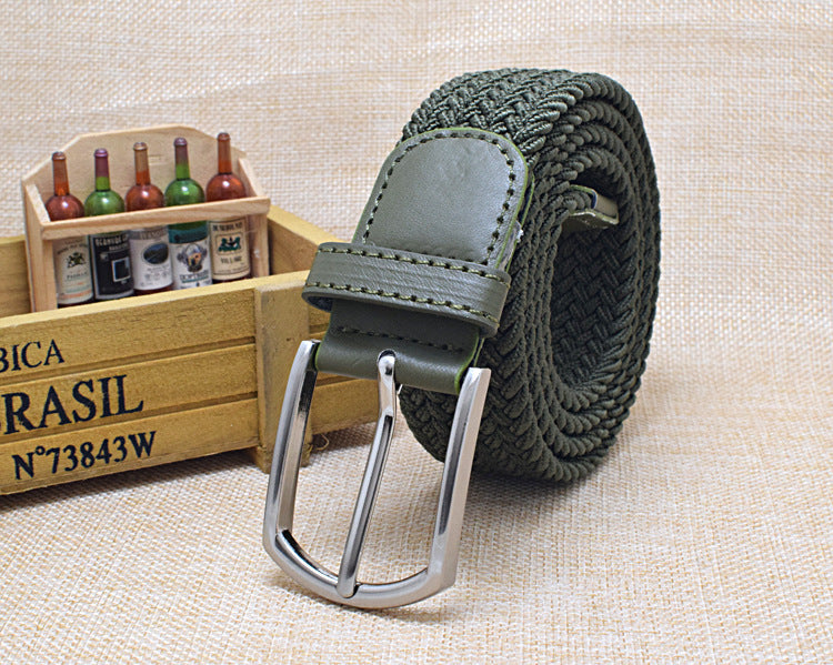 Leather Canvas Woven Belt