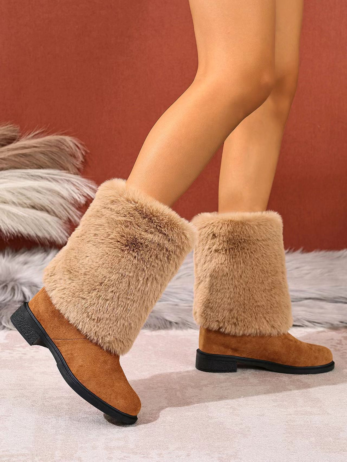 Chunky Heeled Snow Boots