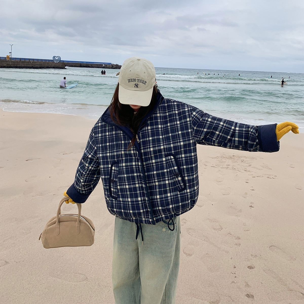 Quilted Plaid Puffer Jacket