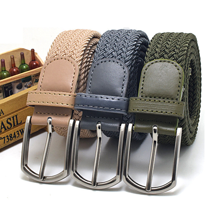 Leather Canvas Woven Belt