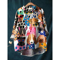 Retro Digital-print Animal Shirt