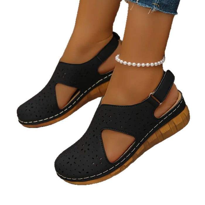 Breathable Velcro-Strap Wedge Sandals