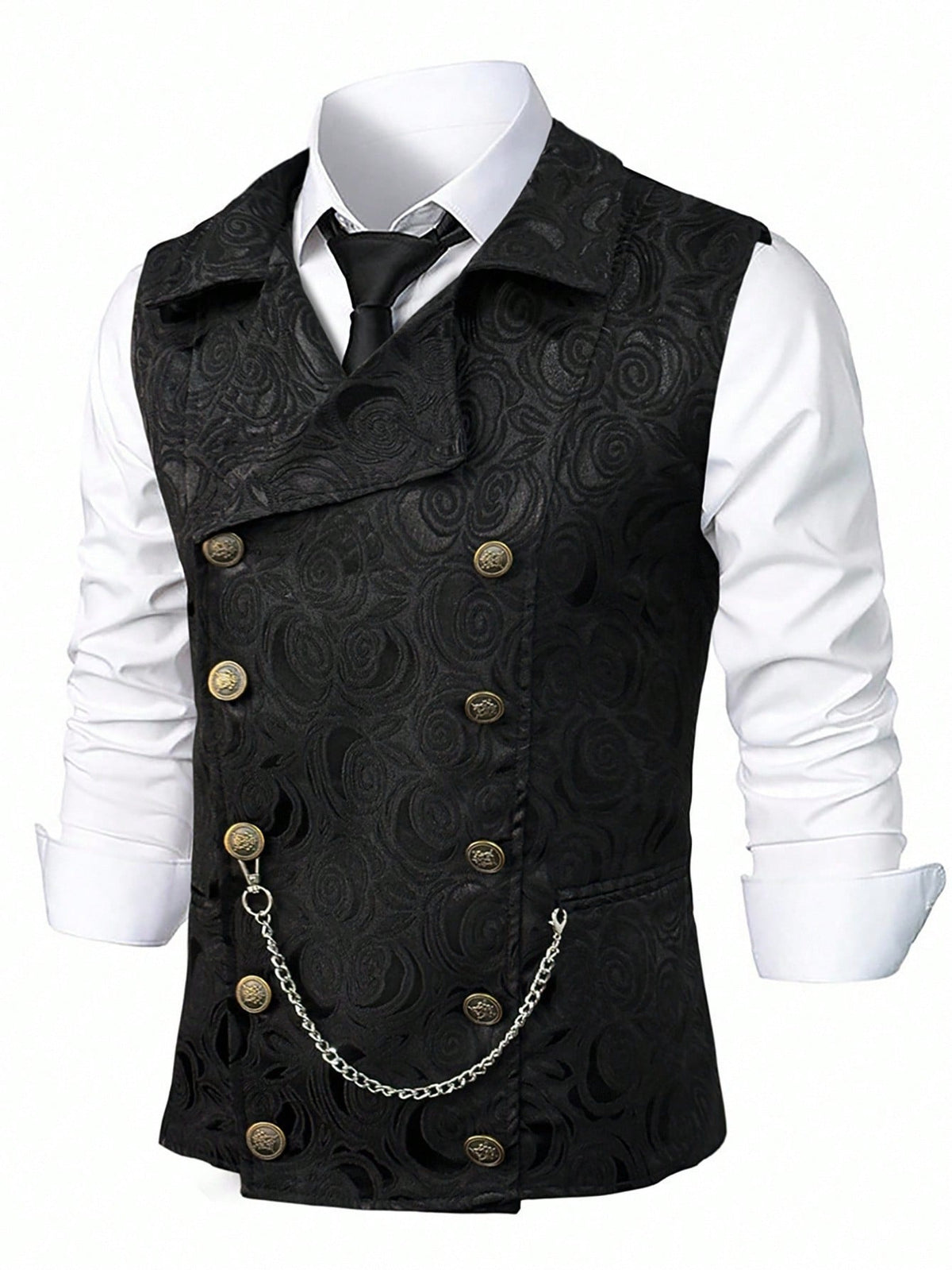 Double-Breasted Chain-Attached Suit Vest