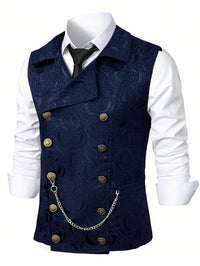 Double-Breasted Chain-Attached Suit Vest