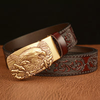 Carved Eagle Automatic Buckle Belt