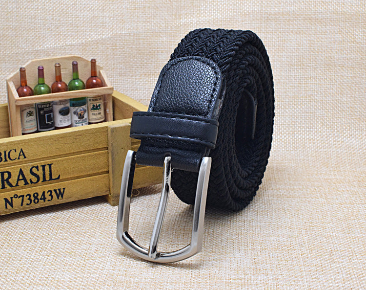 Leather Canvas Woven Belt