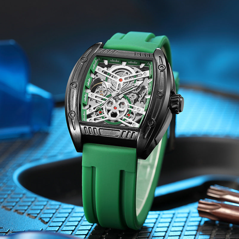 Wine Barrel Type Mechanical Watch Silicone Tape